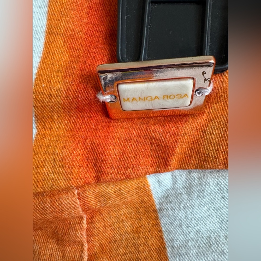 Multicoloured patchwork linen shorts with earth s… - image 4